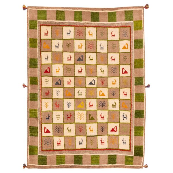 Echter persischer Gabbeh-Wollteppich handgewebt in Fars mit Rand schwarz