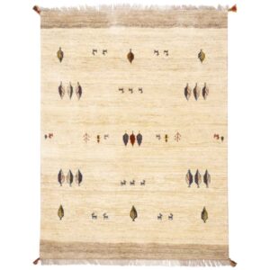 Original persischer Gabbeh-Wollteppich handgewebt in Fars mit Rand orange