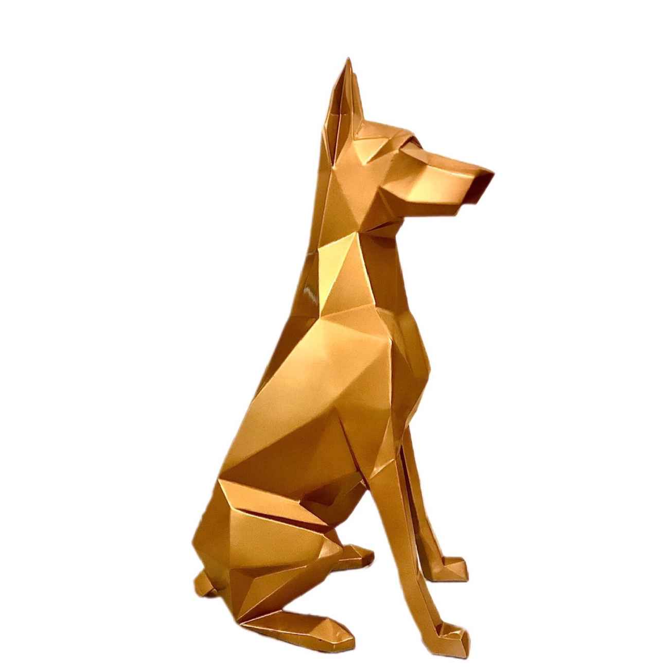 Geometrische Dobermann-Figur im Kubismus-Stil – Einzigartige Handwerkskunst-Skulptur
