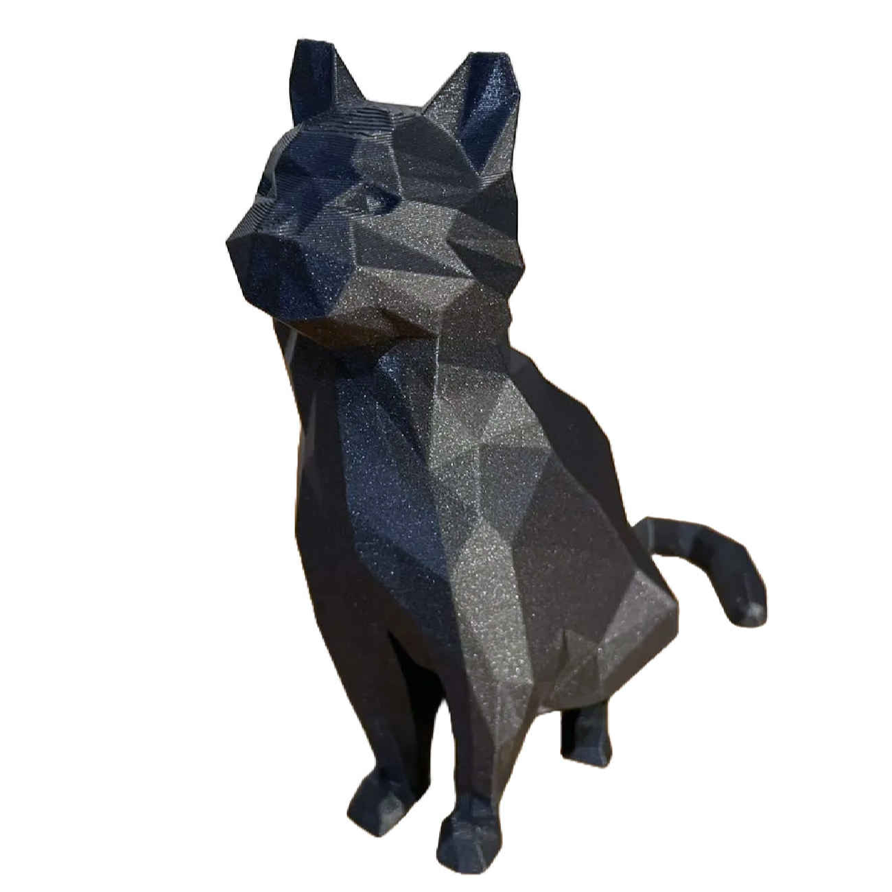 Geometrische sitzende schwarze Katze im Kubismus-Stil - Moderne Skulptur