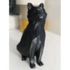 Geometrische sitzende schwarze Katze im Kubismus-Stil - Moderne Skulptur