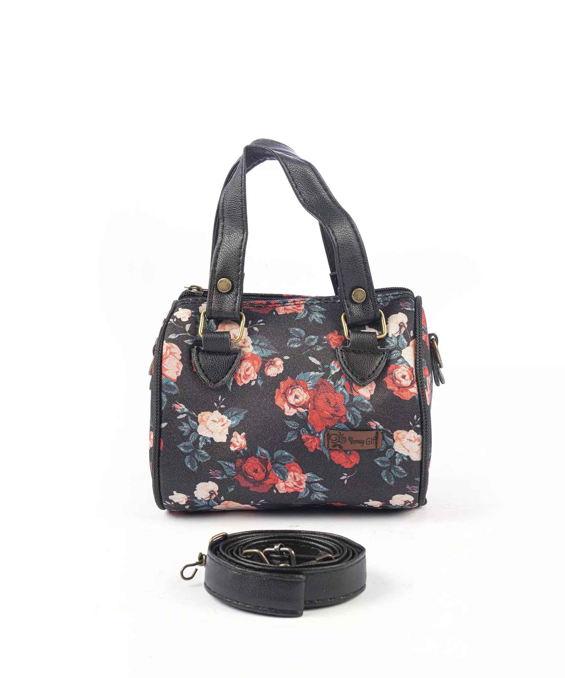 Klassische Handtasche mit doppeltem Griff und floralem Design