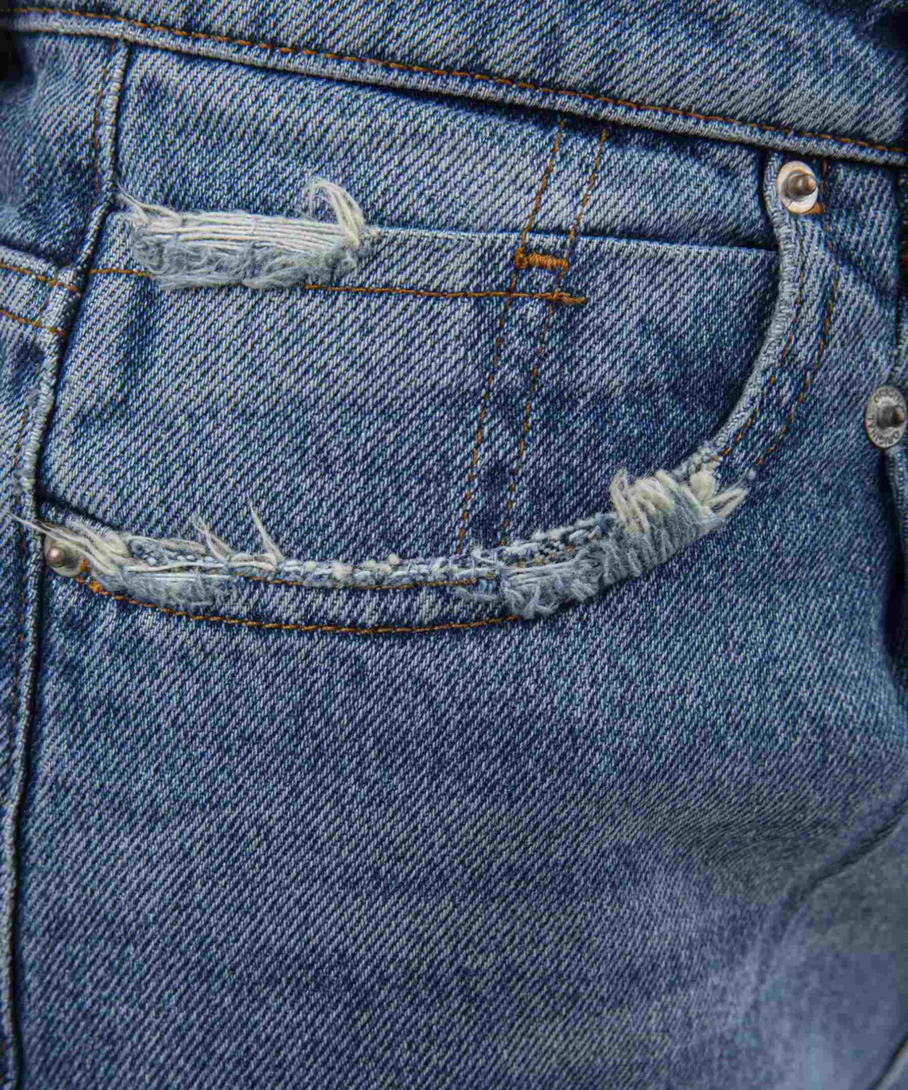 Hoch taillierte gerade blaue Jeans für Frauen mit Tasche