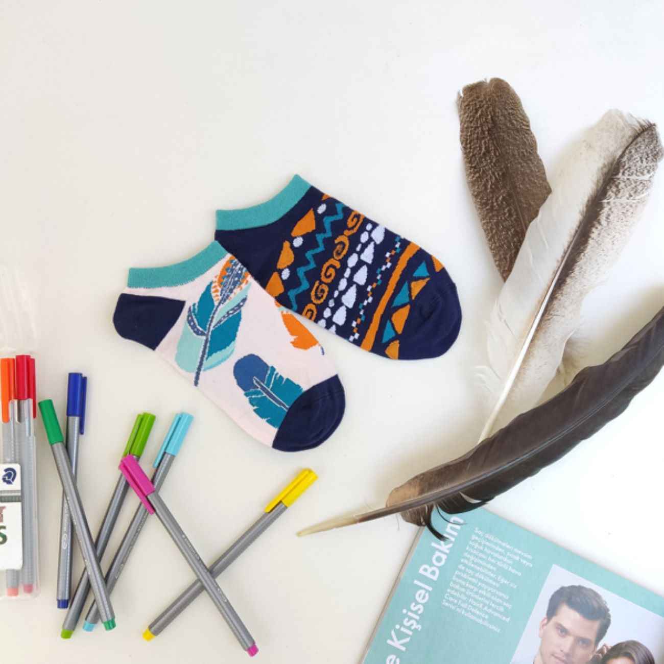 Iranische Socken für Damen mit Federdesign