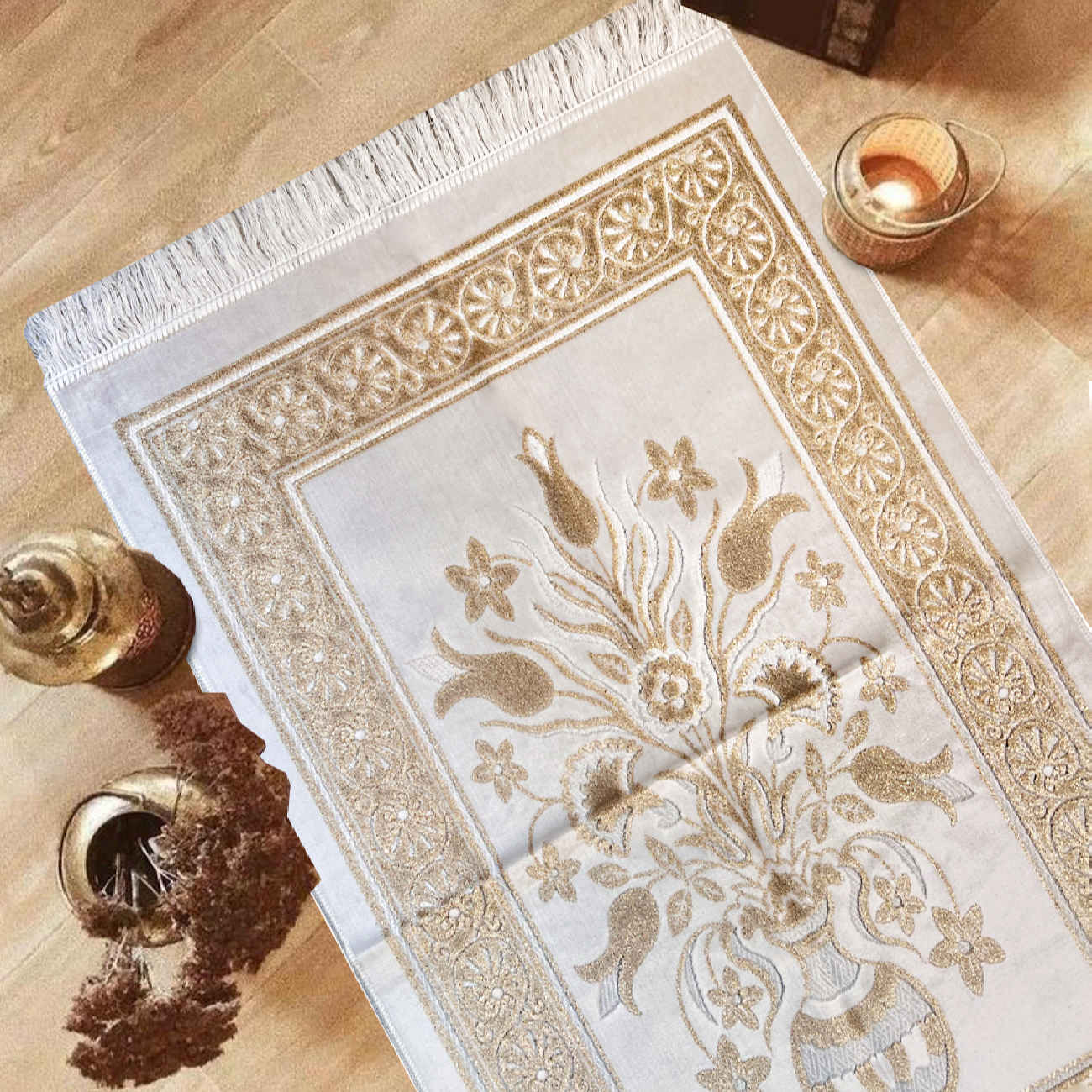 Islamischer gepolsterter Gebetsteppich Sajadah mit Samt