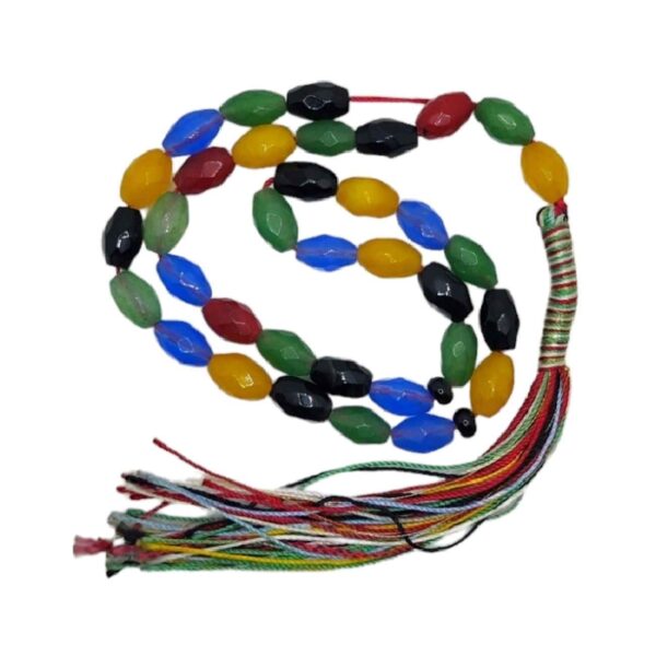 Islamischer Achat Rosenkranz mit 33 Gebetsperlen Tasbih bunt gefertigt
