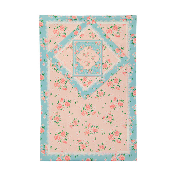 Islamische dünne Gebetsmatte Janamaz mit Samt und rosa Blumendesign