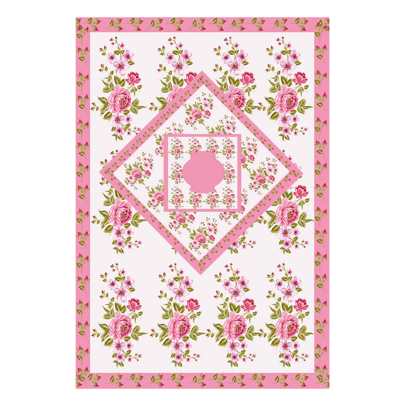 Islamische dünne Gebetsmatte aus Samt Sajadah mit rosa Blumendesign