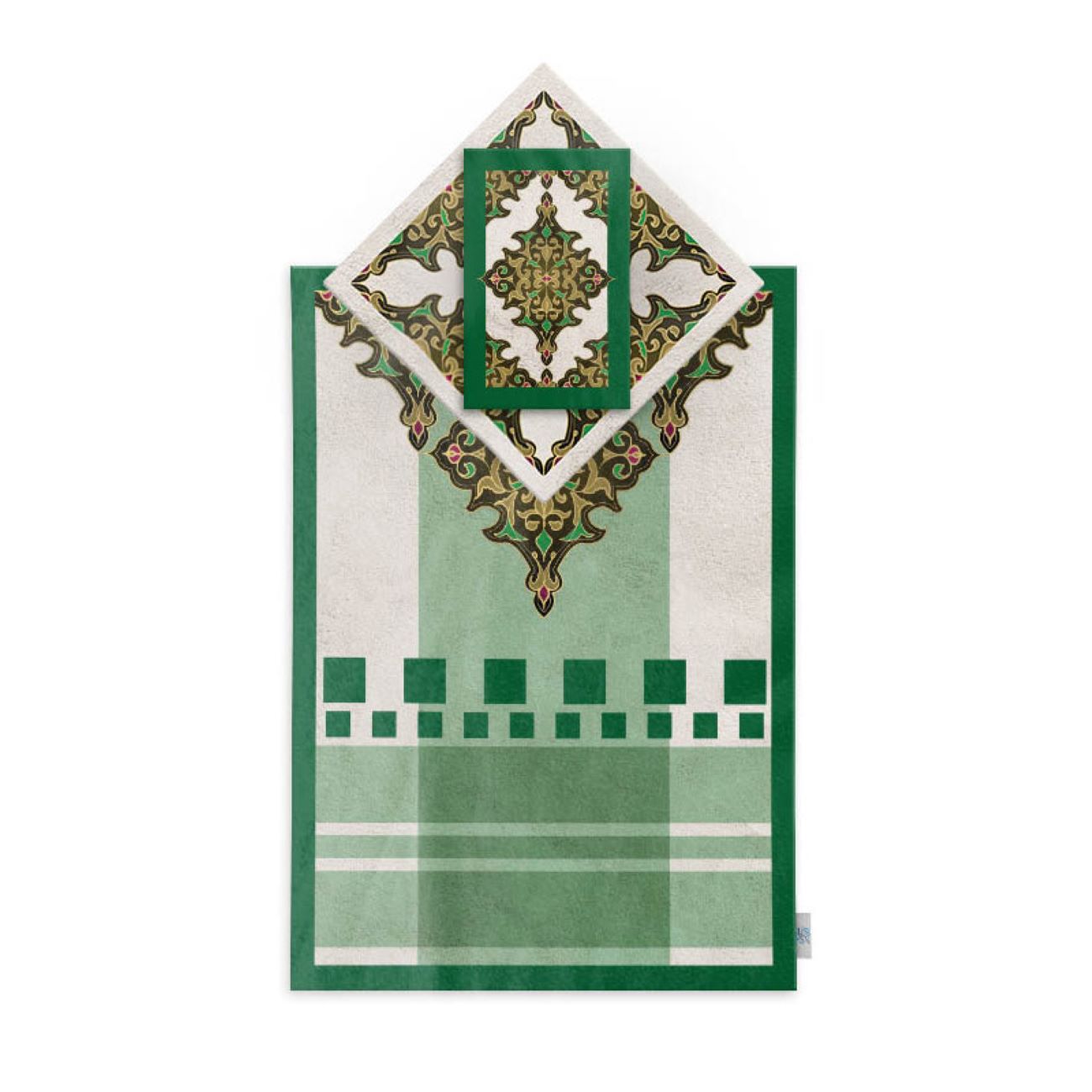 Islamische dünne Gebetsmatte aus Samt Sajadah im traditionellen geometrischen Design