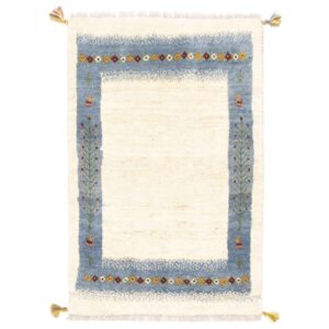 Original persischer Gabbeh-Wollteppich handgewebt in Fars gelb floral