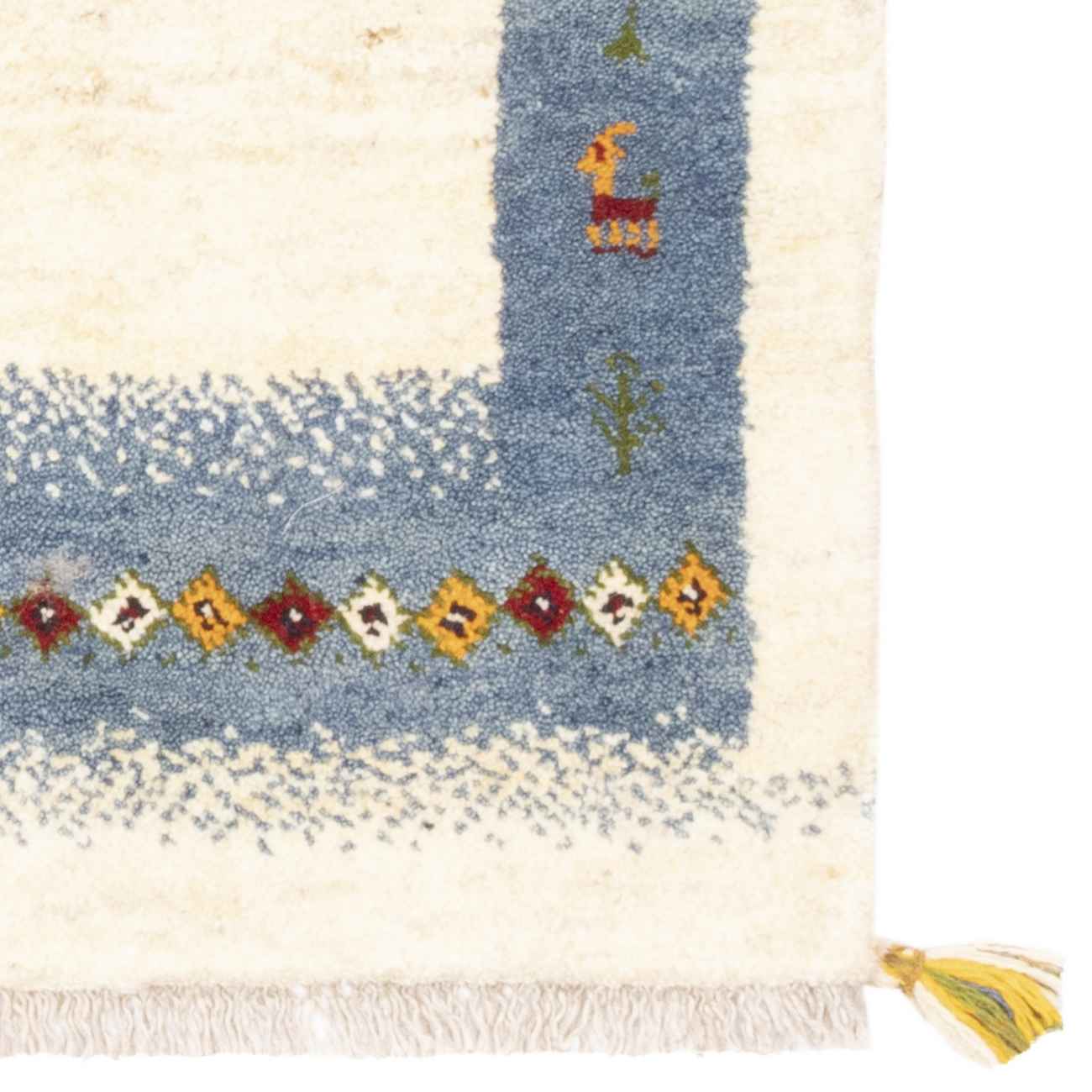 Original persischer Gabbeh-Wollteppich handgewebt in Fars gelb floral