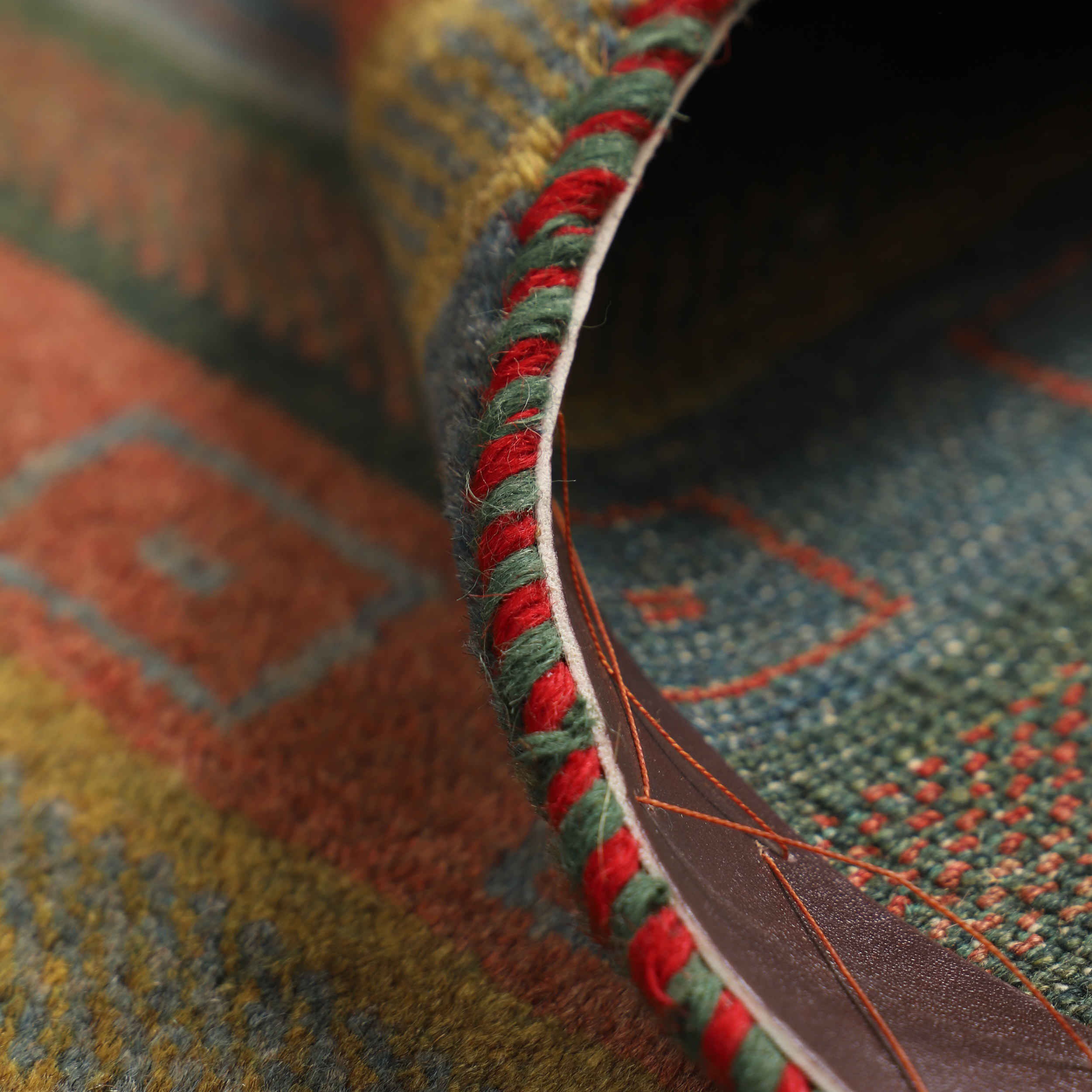 Original persischer Gabbeh-Wollteppich handgewebt in Fars gelb floral