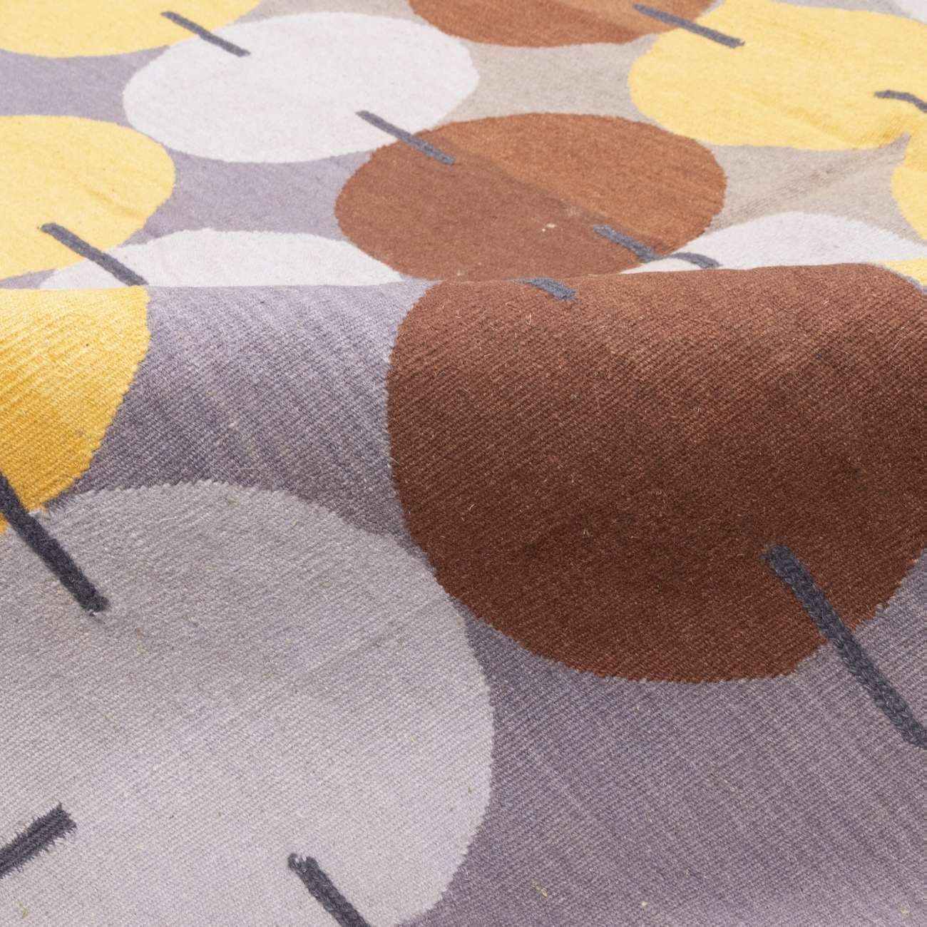 Persischer Woll Kelim Teppich traditionell handgewebt mit gestreift gelb