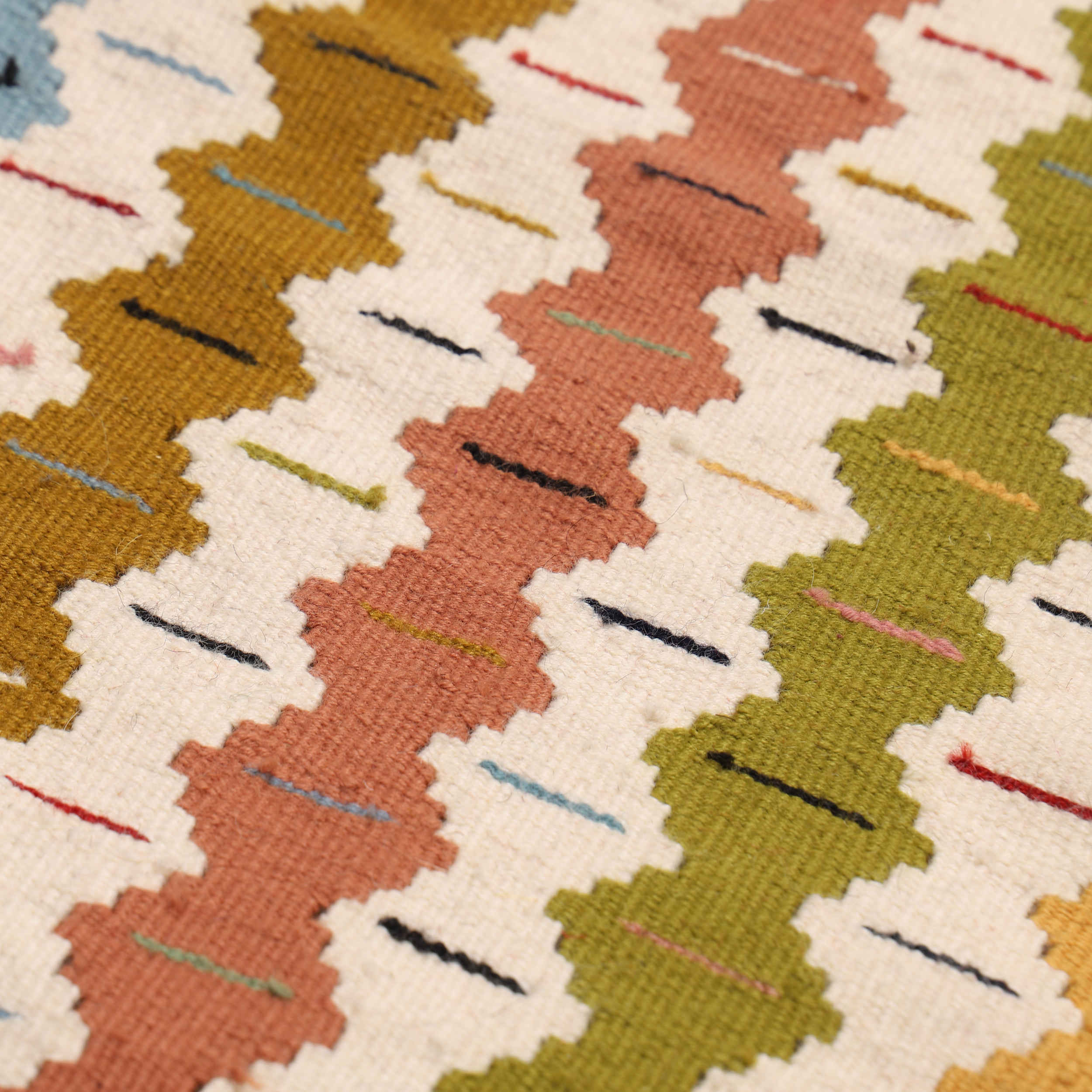 Persischer Woll Kelim Teppich handgewebt in Isfahan kariert Design