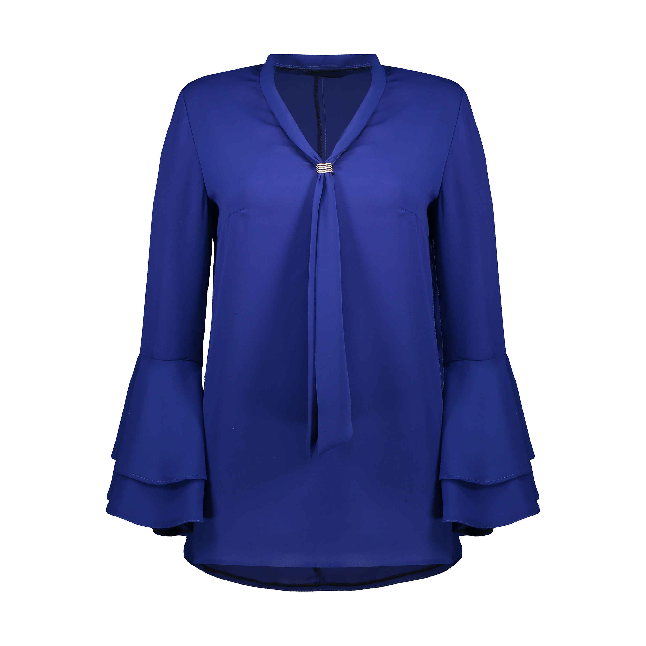 Langarmblaue Bluse für Damen tägliches Tragen
