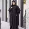 Locker geschnittene Schmetterlings-Abaya für Muslimische Frauen – Schwarzes Kreppgewebe