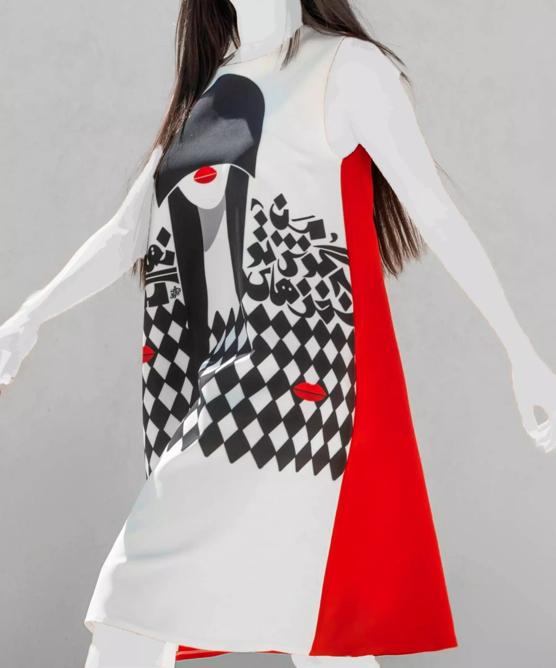 Lockeres Kleid für Damen mit Kalligraphie Modell Nahan