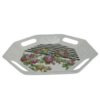 Melamin-Serviertablett, leicht, Blumendesign, weiß