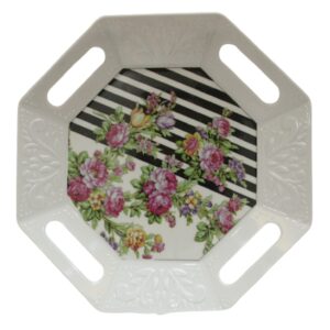 Melamin-Serviertablett, leicht, Blumendesign, weiß