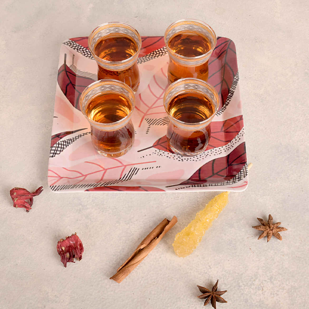 Melamin-Serviertablett mit Blätterdesign, porenfrei & leicht (x10)