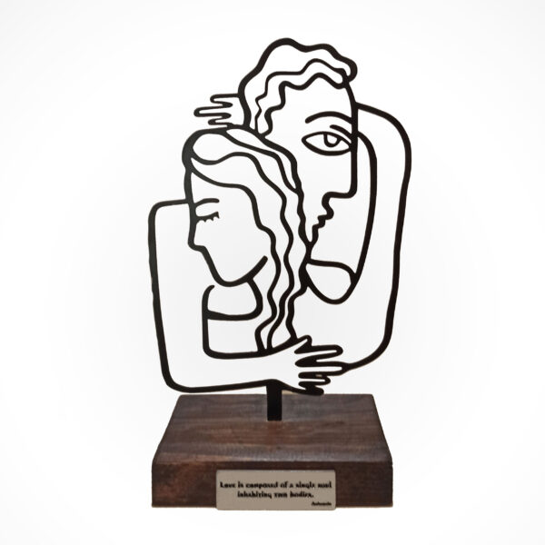 Metall-Minimalistische Figuren-Skulptur Paar in Umarmung