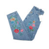 Mom Fit Jeans, bestickt mit floralen Designs für Frauen