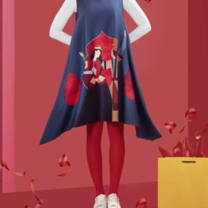 Marineblaues Kleid in lockerer Passform für Damen Modell Schneewittchen