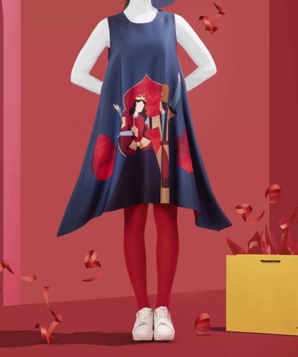 Marineblaues Kleid in lockerer Passform für Damen Modell Schneewittchen