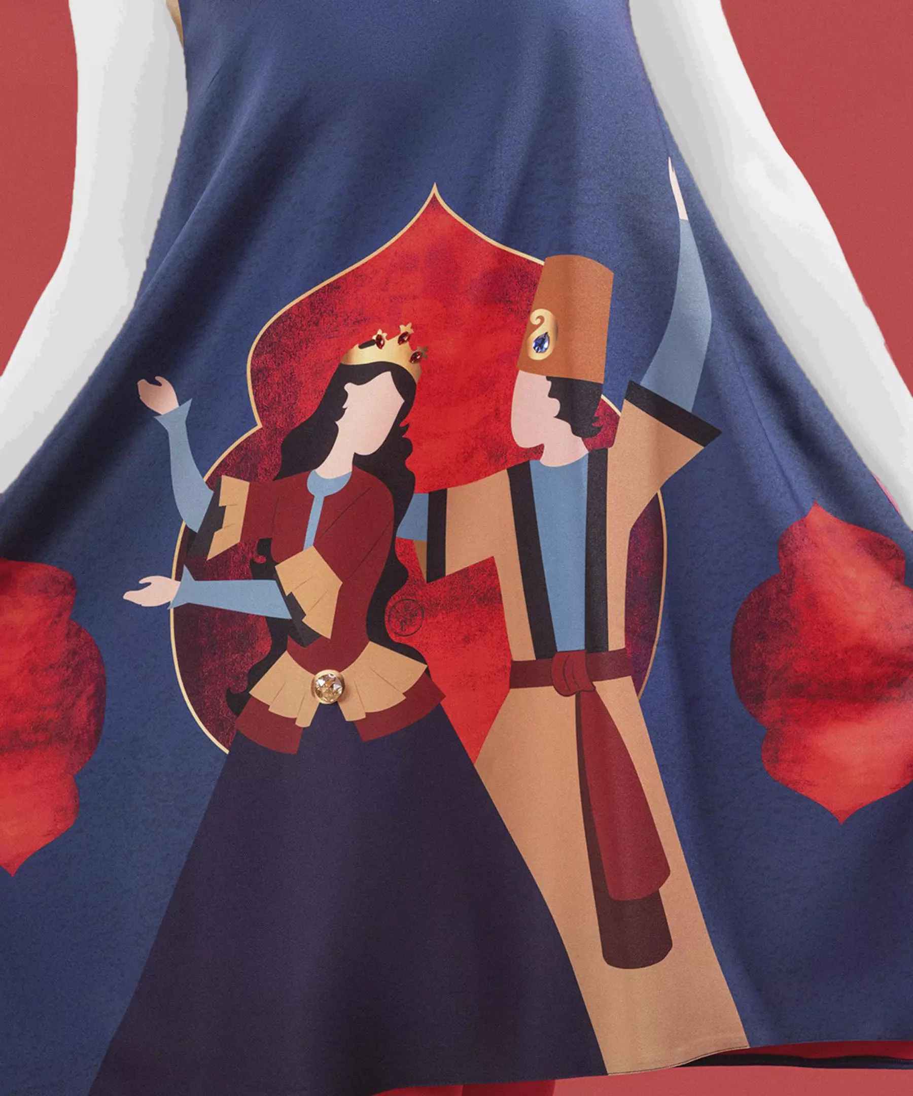 Marineblaues Kleid in lockerer Passform für Damen Modell Schneewittchen