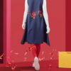 Marineblaues Kleid in lockerer Passform für Damen Modell Schneewittchen