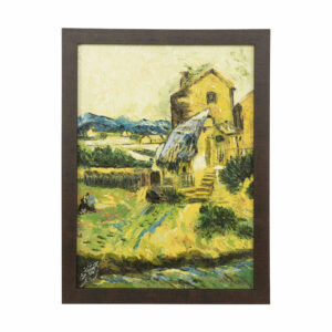 Original malerische Malerei – Öl auf Leinwand, Landschaft Modell Dorf