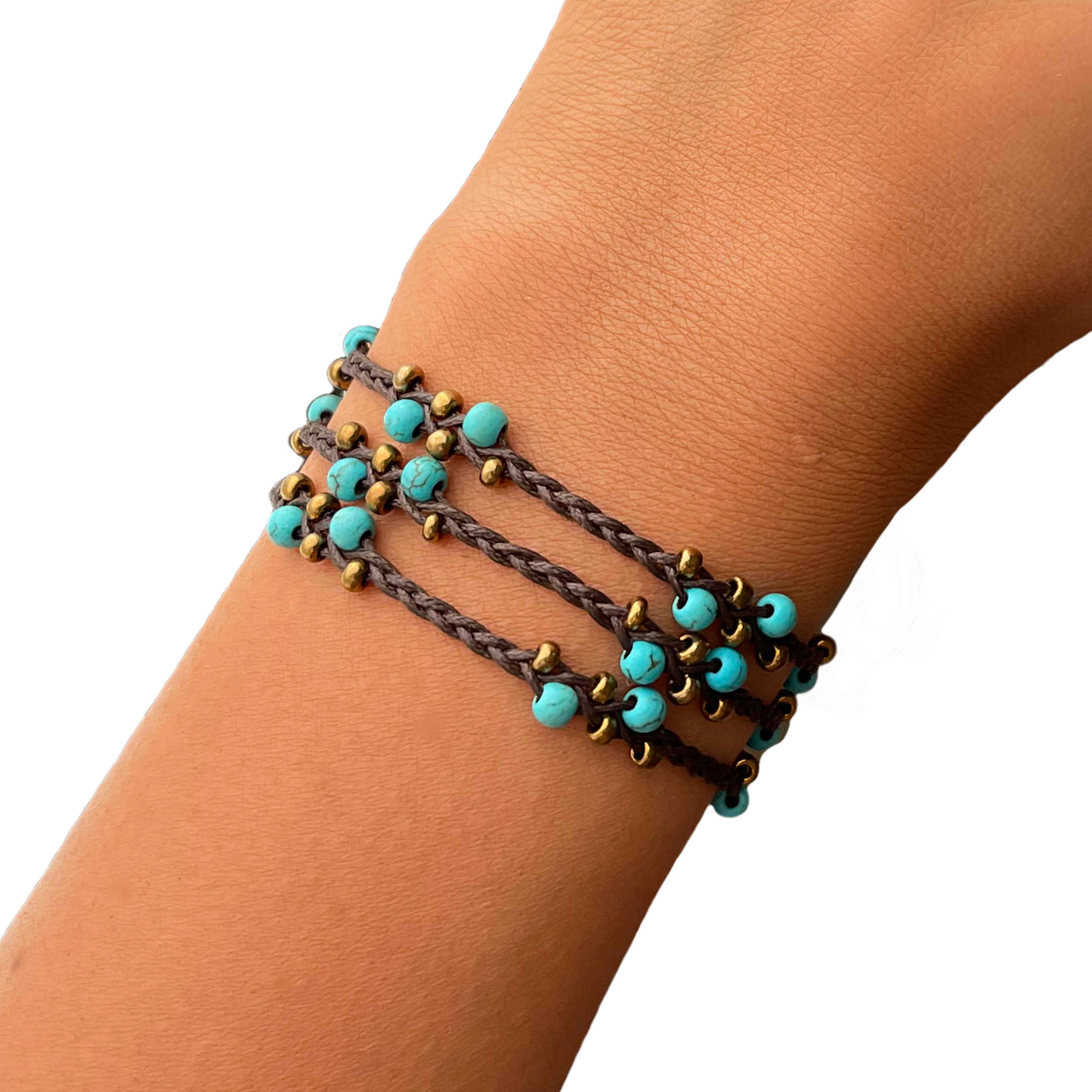 Perlenarmband für Damen – Türkis Design