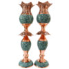 Handgefertigter persischer Kupfer-Kerzenständer – Eingelegtes Türkis (2x)