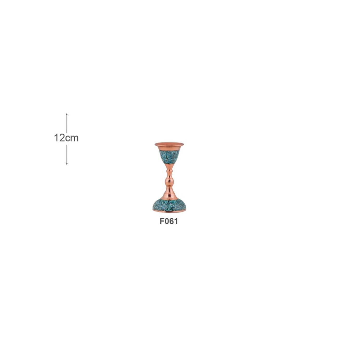 Handgefertigter persischer Kupfer-Kerzenständer – Künstlerisches Türkis-Einlegewerk