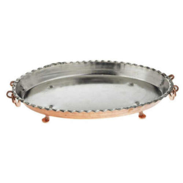 Persisches Kupfer Serviertablett Fußed Traditionell Hammered