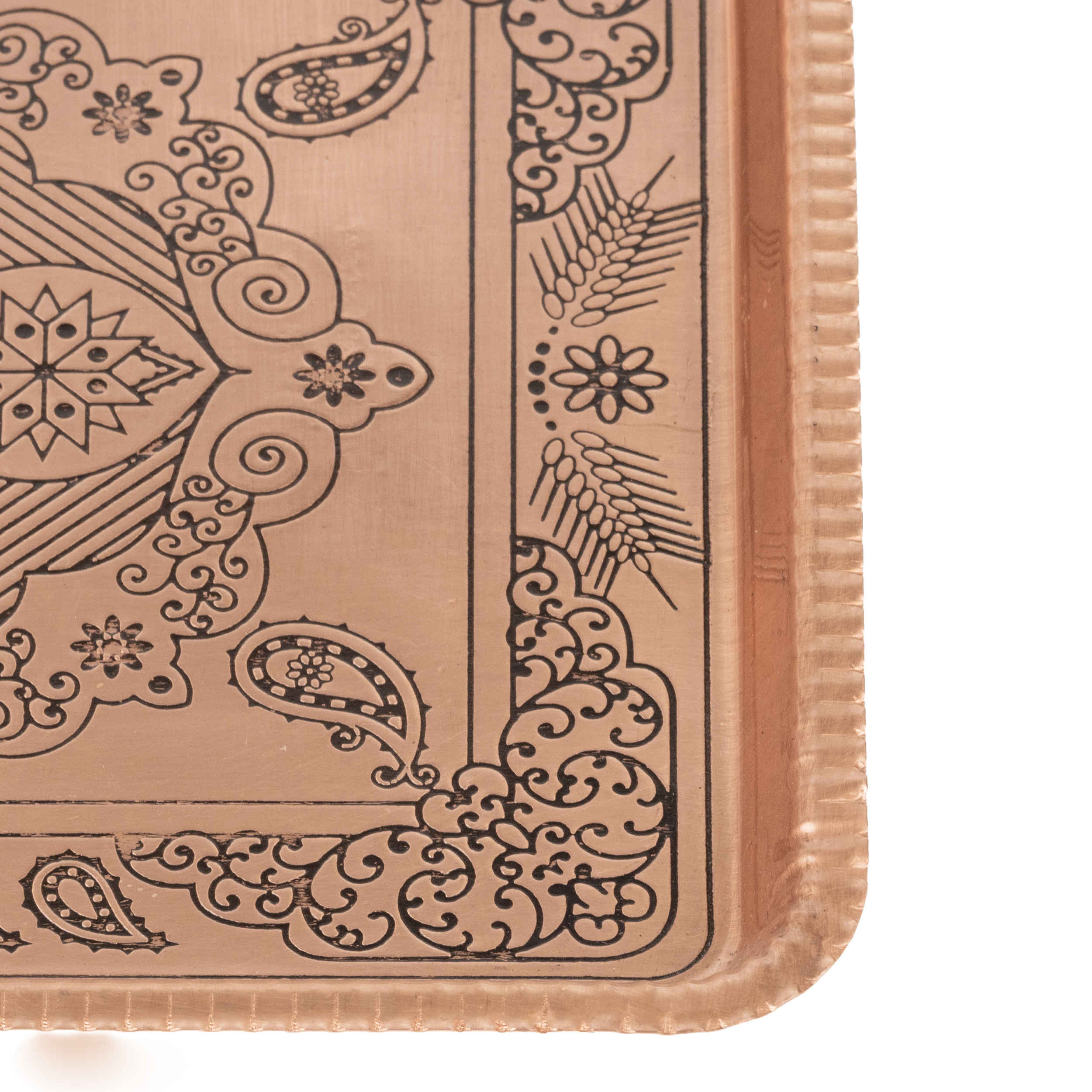Persisches Kupfer-Serviertablett, traditionell gehämmert, handgefertigt mit Paisley-Design
