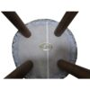 Runder persischer Hocker mit Holzbeinen und Termeh-Stoff, Paisley-Design