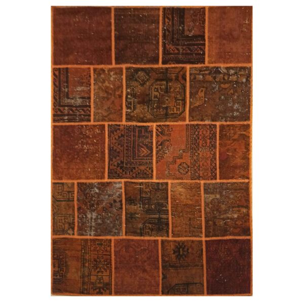 Vintage persischer handgeknüpfter Patchwork-Teppich braun