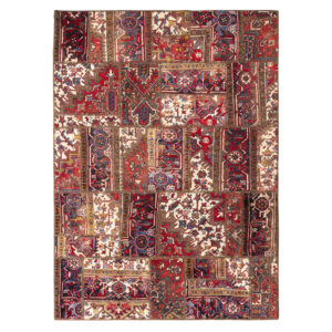 Vintage persischer handgeknüpfter Patchwork-Teppich geometrisch