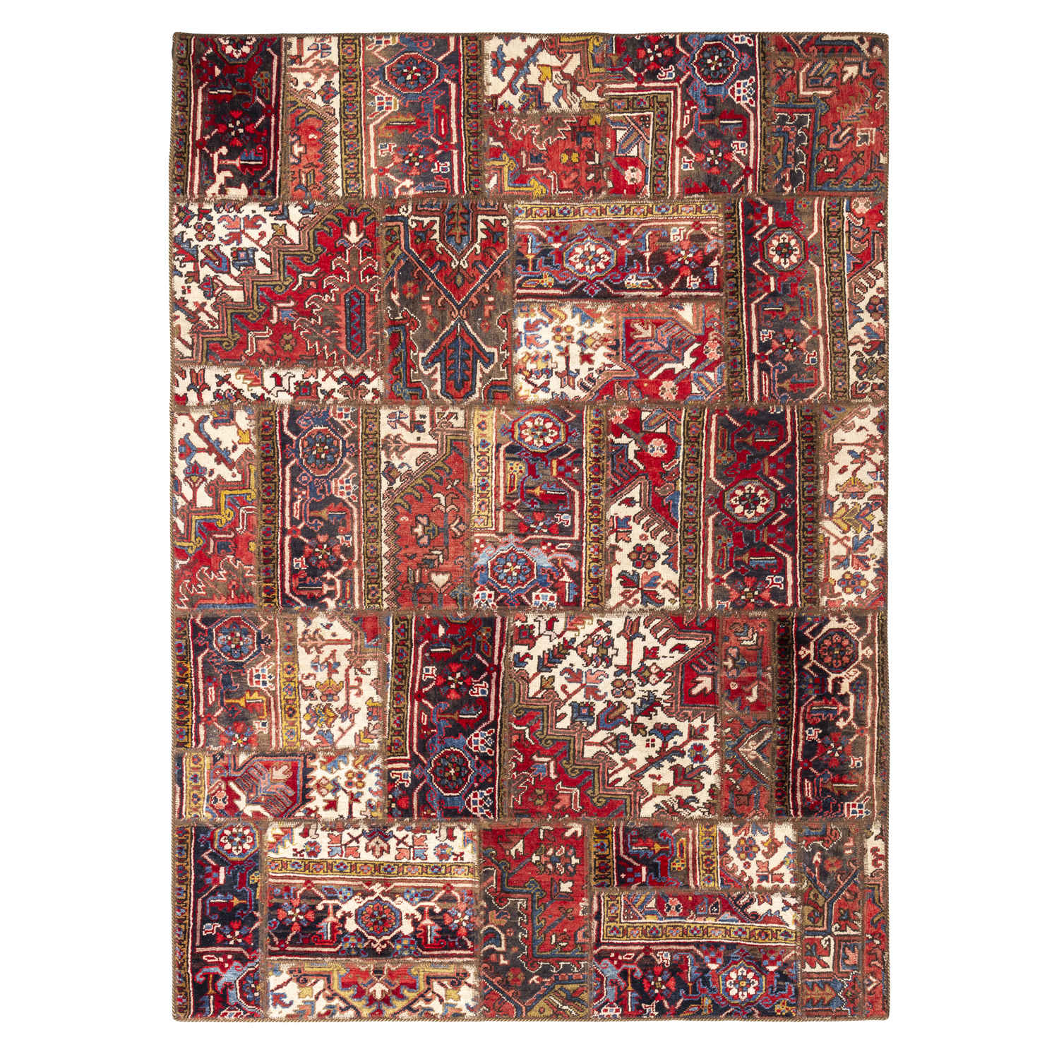 Vintage persischer handgeknüpfter Patchwork-Teppich geometrisch