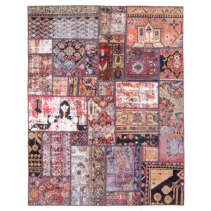 Vintage persischer handgeknüpfter Patchwork-Teppich geometrisch