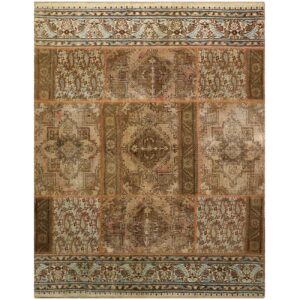 Vintage persischer handgeknüpfter Patchwork-Teppich braun