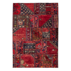 Vintage persischer handgeknüpfter Patchwork-Teppich rot