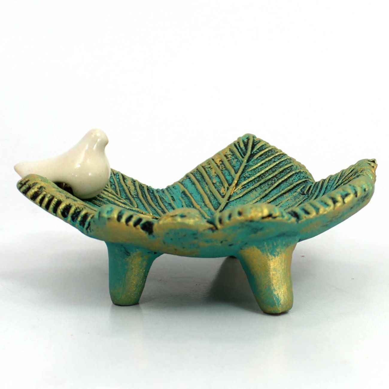 Persischer Töpfer-Kerzenständer handgefertigt mit Blatt- und Vogel-Design