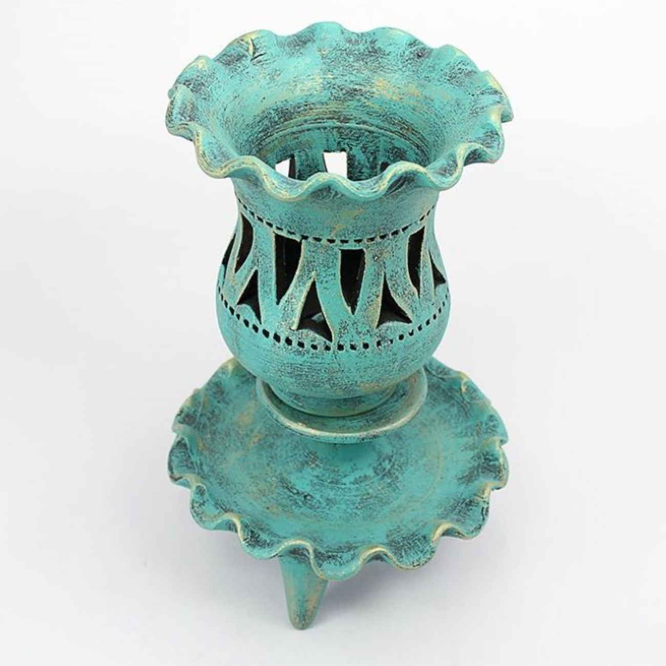 Persischer Töpfer-Kerzenständer handgefertigt mit Tulpen-Design