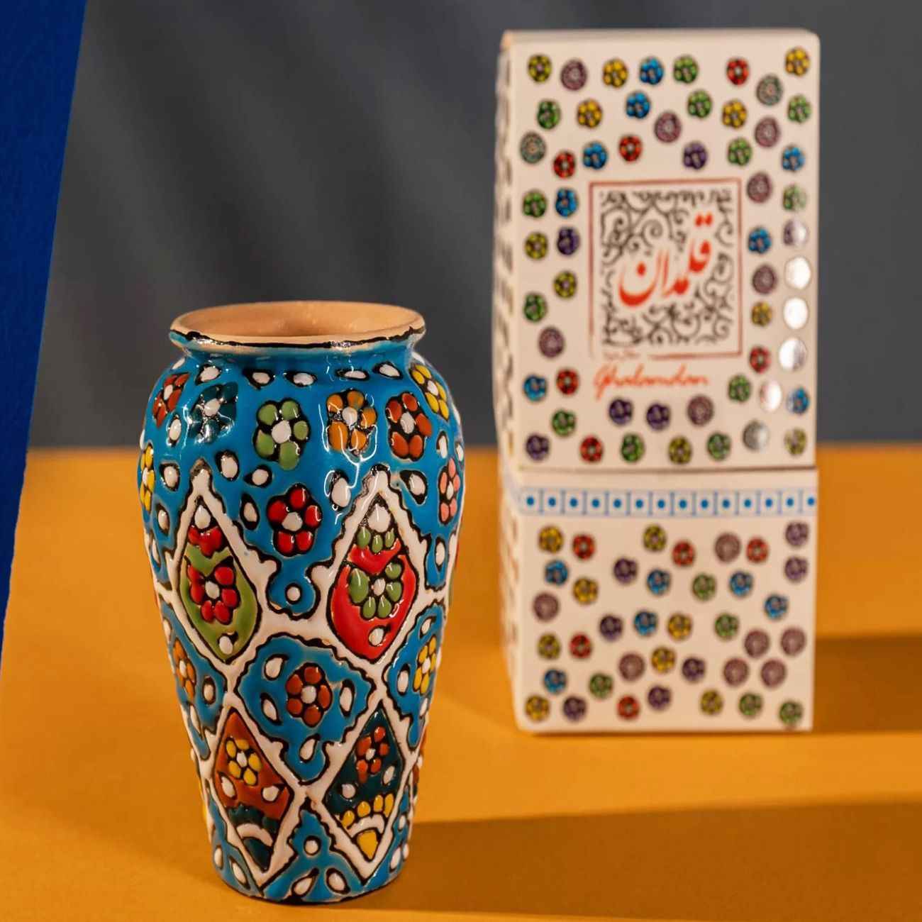 Handgefertigter persischer Keramik-Stifthalter für den Schreibtisch – Minakari emailliert