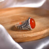 Persischer Achat-Herrenring aus Silber – Eleganz Rot