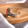 Persischer Achat-Herrenring aus Silber – Eleganz Rot