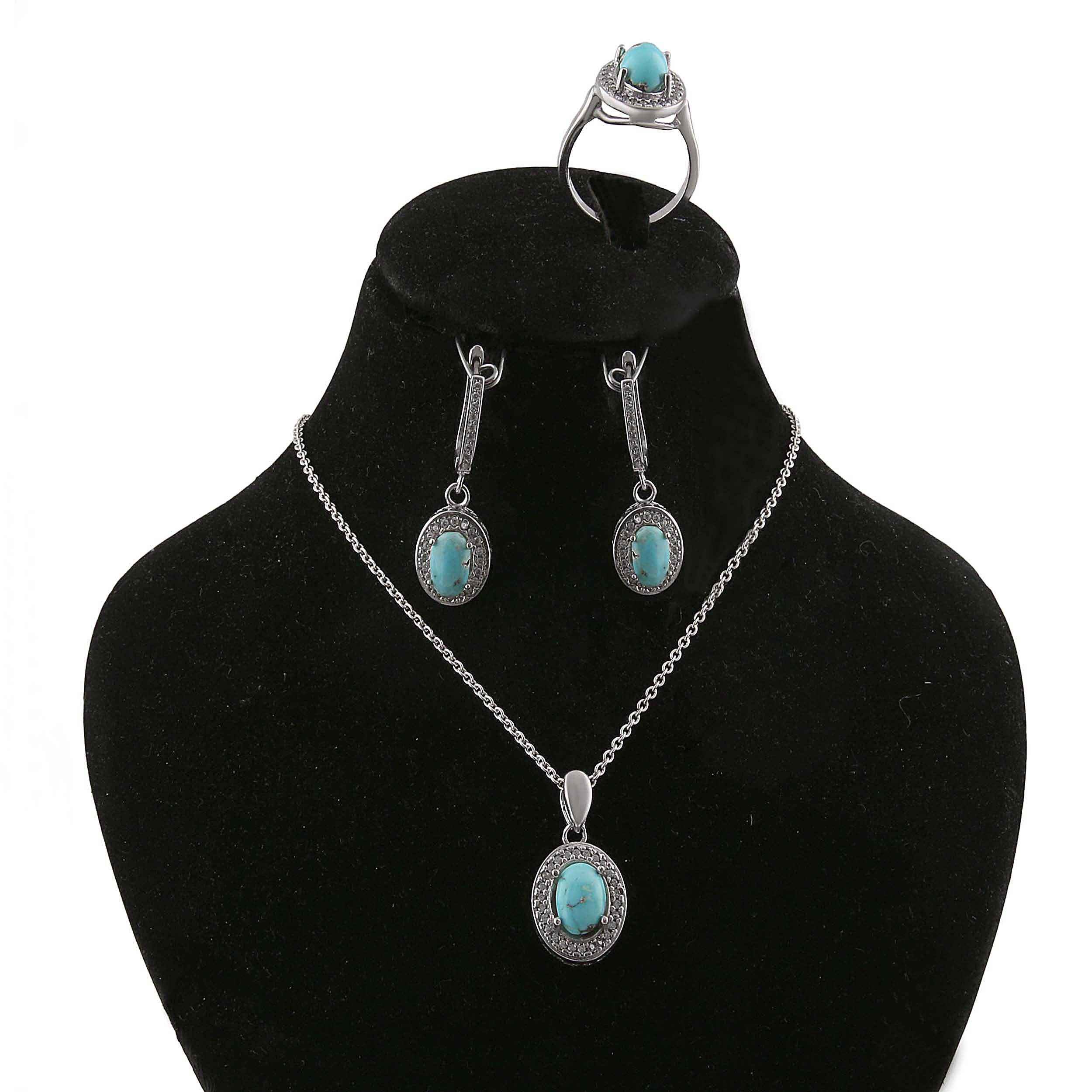 Persisches Silber-Schmuckset mit natürlichem Türkisstein