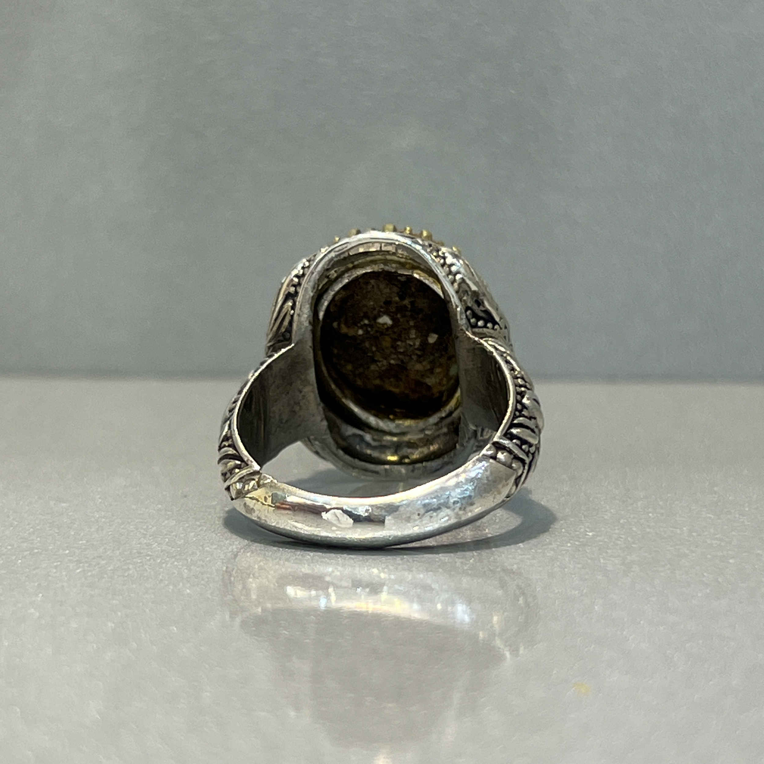 Persischer Neyshabur-Türkis Silberring, handgefertigt 92-2